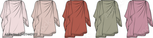Assorted Tunic Sketches Fashion Design Concepts in Neutral Hues