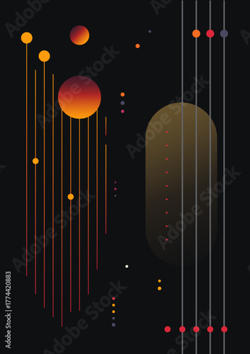 Abstract planet infographics, gradient shapes on a black background. Esoteric symbols, imitation planets.