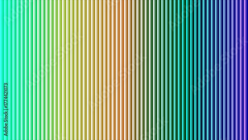Vertical Cyan Green Orange Blue Gradient Stripes with 3D Effect abstract background