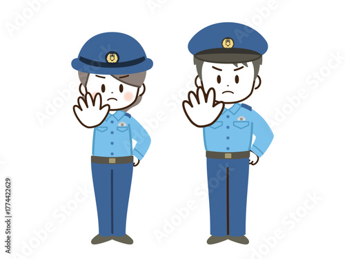 警察官_男女_フラット_STOP