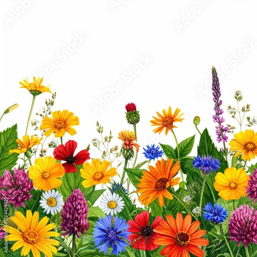 Vibrant Wildflower Meadow - A Colorful Floral Display.