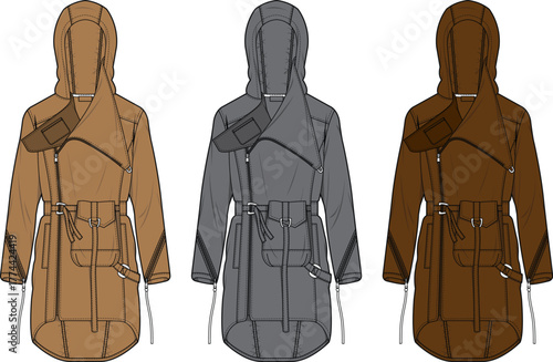 Stylish Fashion Illustration Explore Trendy Trench Coats in Diverse Colors and Designs