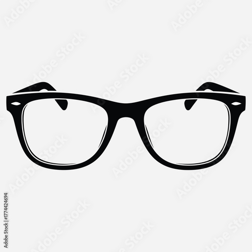 Classic black retro eyeglasses icon. A simple vector illustration of stylish spectacles isolated on a white background
