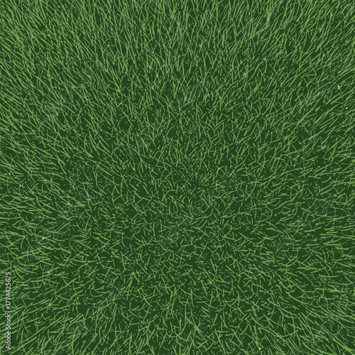 Abstract green grass background with a dense, scratchy texture of energetic vector lines, creating a natural field effect