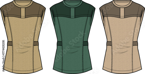 Three Sleeveless Tops with Color Blocking Fashion and Style