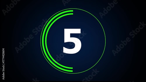 Circle countdown timer animation. 10 second countdown timer animation. Minimal countdown timer animation from 10 to 0 seconds. White and green color countdown timer. 4k video.