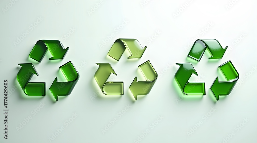 Obraz premium Promote environmental sustainability with modern green recycling symbol on clean background