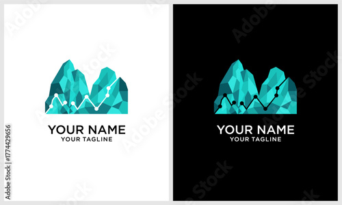 Mountain peaks geometric logo design