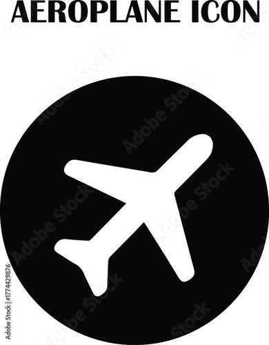 Airplane vector icon — modern flat design symbol for travel, flight, and transportation concepts