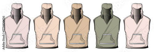 Clothing Collection Stylish Hooded Vests in Neutral Color Palette, Fashion Apparel Options