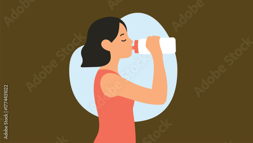 Stay hydrated Woman drinking water from a reusable bottle