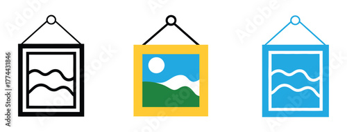 Photo Frame Icon Multi Style Vector Illustration