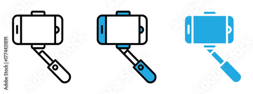 Selfie Monopod Stick Vector Illustration Sticker. A sleek selfie stick, perfect for capturing moments on travels and adventures. Great for travel and technology-themed designs