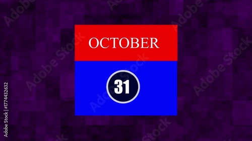 October 31 Calendar Date Icon Design – Modern Red and Blue Page Template on Abstract Background