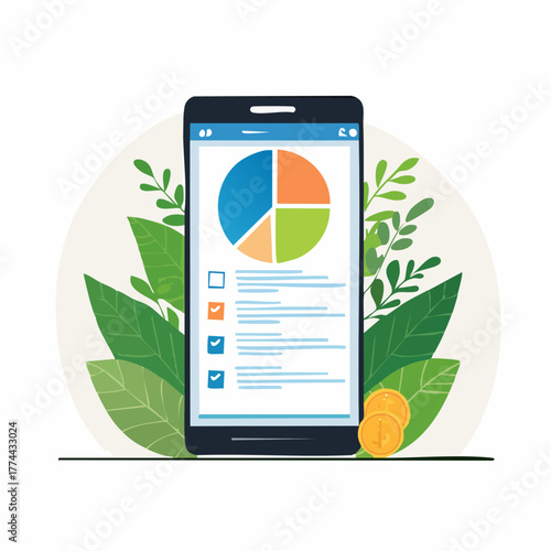 スマホでできる資産運用アプリのベクターイラスト