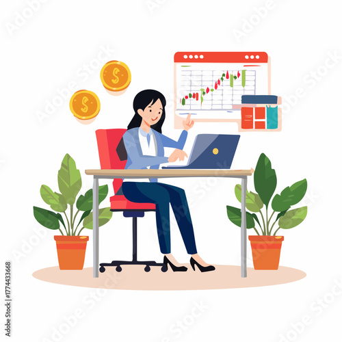 投資家がパソコンで取引する資産運用のシーン