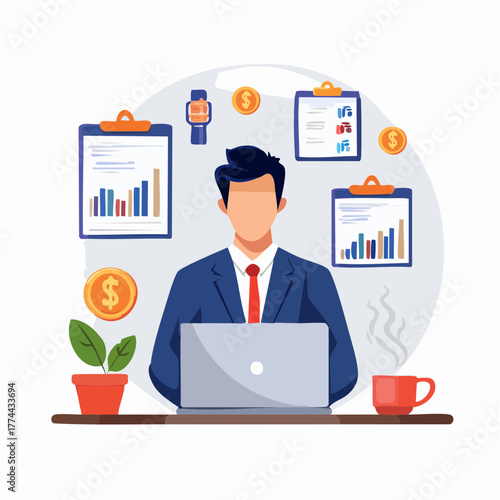 投資家がパソコンで取引する資産運用のシーン