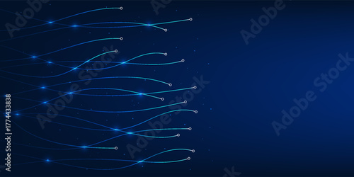 Futuristic high-speed data lines moving forward in layered waves, symbolizing rapid data transfer, global communication, and the power of digital technology.