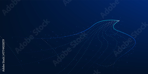 Futuristic high-speed data lines moving forward in layered waves, symbolizing rapid data transfer, global communication, and the power of digital technology.