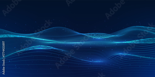 Flowing technology data wave representing the transfer of massive information, big data communication, and advanced digital connectivity in modern technology networks