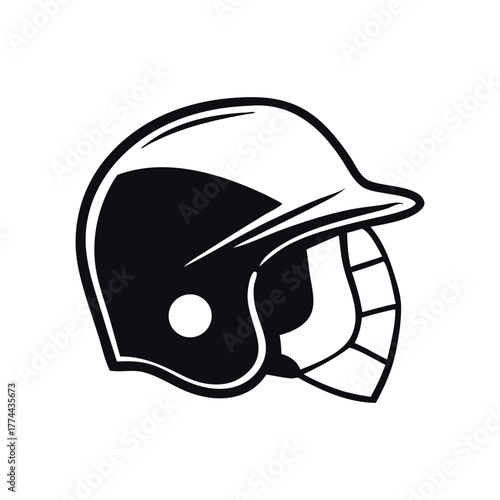 Minimalist sports headgear icon, a simple vector illustration of a baseball helmet symbol