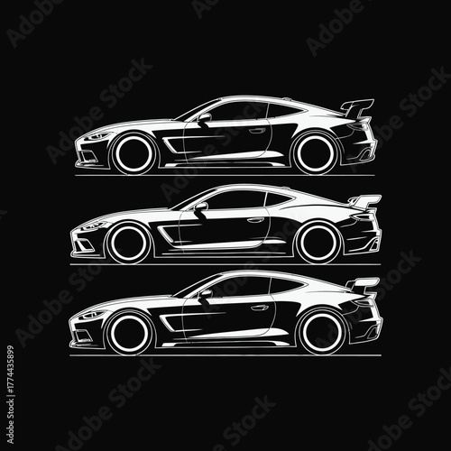 Dynamic vector illustration of a sleek modern sports car design, perfect for automotive enthusiasts and racing concepts