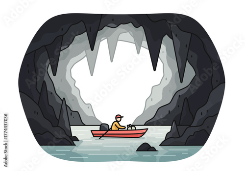 Exploring a Cave by Boat: A Water Adventure.