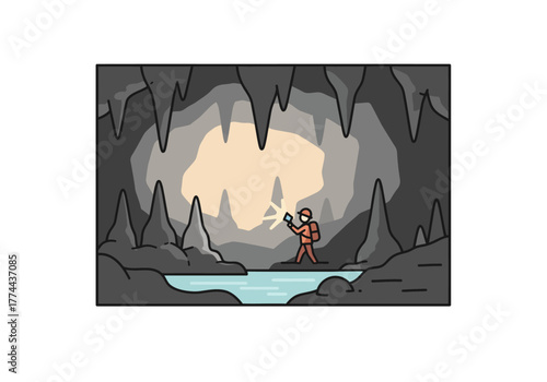 Exploring a Mysterious Cave with a Guiding Light.