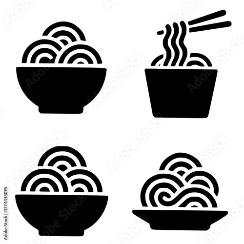 Illustration of 4 Noodles, Silhouette Version