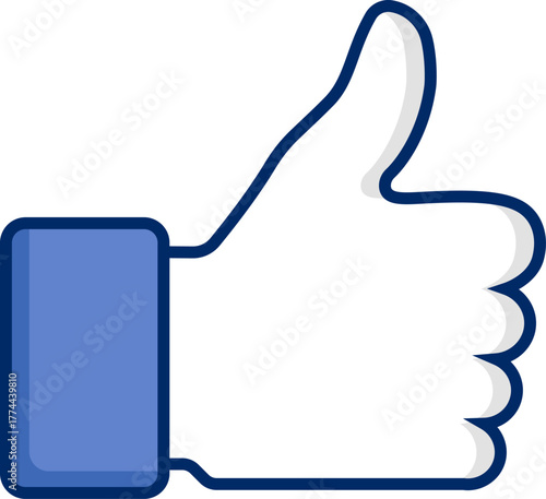 Blue thumbs up icon representing approval, social media like, feedback, and positive response in modern flat vector style
