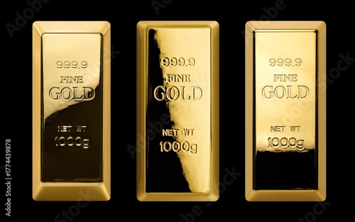 Gold bar isolated on black background. Financial concept.