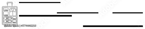 Open suitcase filled with folded clothes, shoes, and items for a trip. Ideal for travel, packing tips, organization, minimalism, vacation preparation lifestyle and simplicity. Functional flat