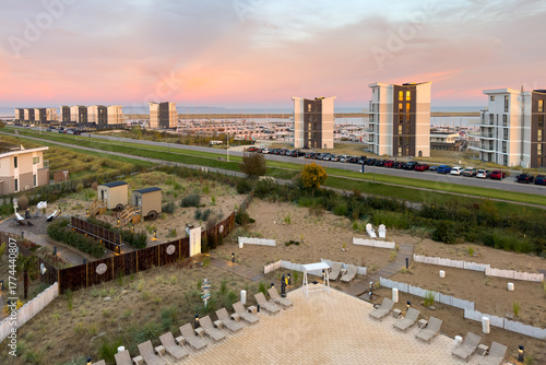 View of the coast and the marina in Wendtorf on the Baltic Sea