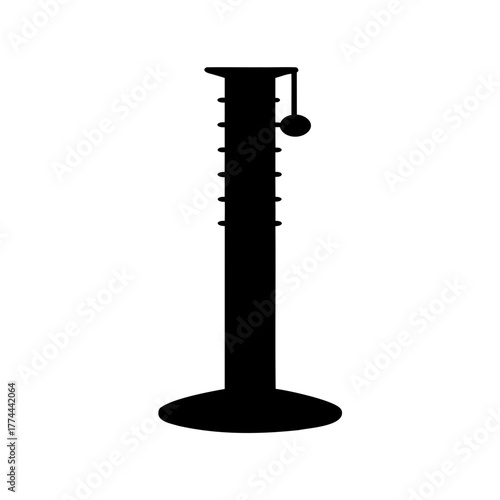 Black Silhouette of a Cat Scratching Post with Dangling Ball Toy
