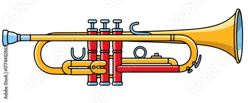 Colorful Trumpet Silhouette Icon. Jazz Band, Music Festival and Merchandise Vector Graphic for Performers.