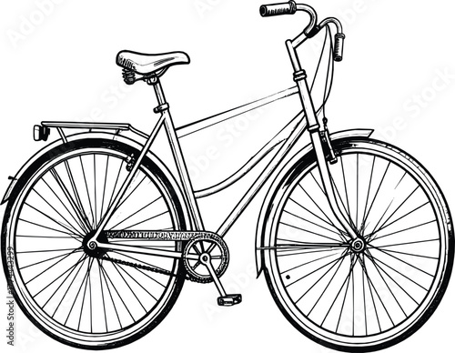 Vintage Bicycle Line Art Illustration