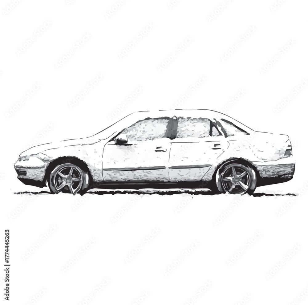 Naklejka premium snow car, winter vehicle, black and white vector, 