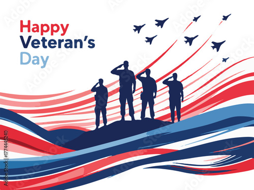 Happy Veterans Day Poster with Jets Flying - Honoring All Who Served 
