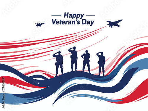Happy Veterans Day Poster with Jets Flying - Honoring All Who Served 