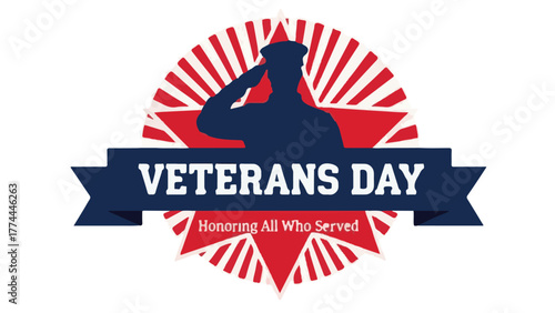 Happy Veterans Day Soldier Saluting with American Flag Design