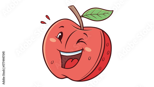 red apple cartoon happy