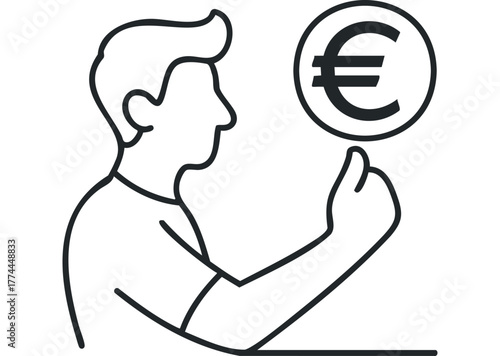 Man holding euro currency symbol