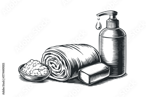 Bath Accessories Soap Lotion Towel and Bath Salt Dish