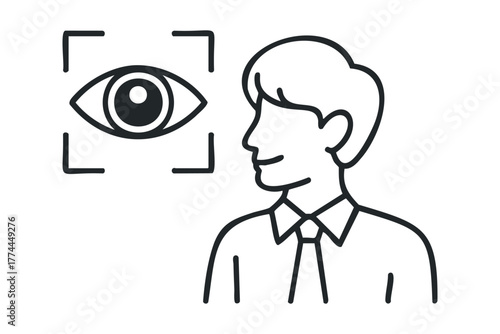 Eye scanning person in formal attire for identification