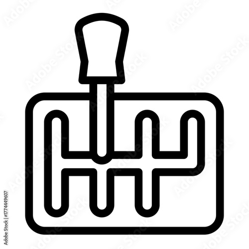 Manual gearbox with lever line icon, car parts concept. Vector graphics. Gearbox sign on white background, style icon mobile or web design.