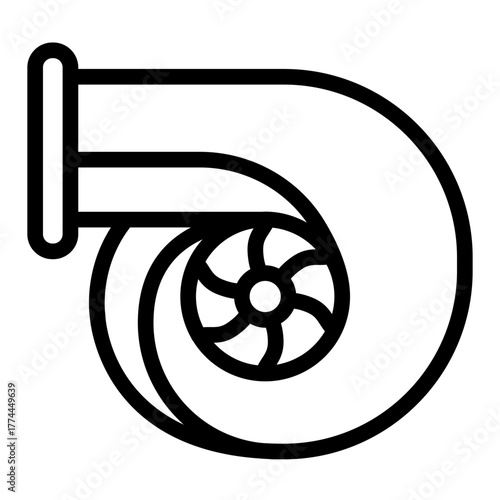 Car airblower with fan line icon, car parts concept. Vector graphics. Turbine sign on white background, style icon mobile or web design.