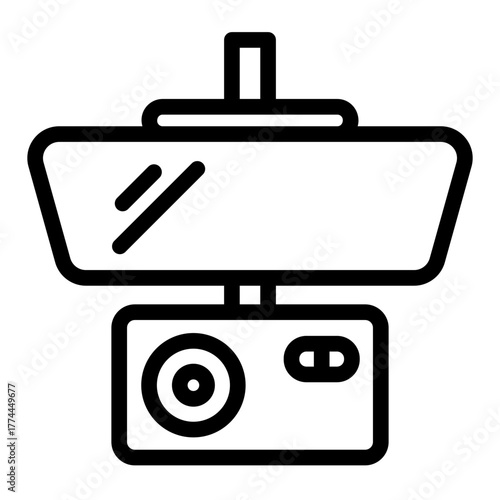 Mirror with video recorder line icon, car parts concept. Vector graphics. Security camera sign on white background, style icon mobile or web design.