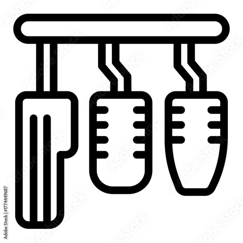 Car brake, clutch and gas pedals line icon, car parts concept. Vector graphics. Pedals sign on white background, style icon mobile or web design.