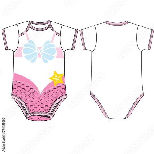 cute kids sea bodysuit print vector