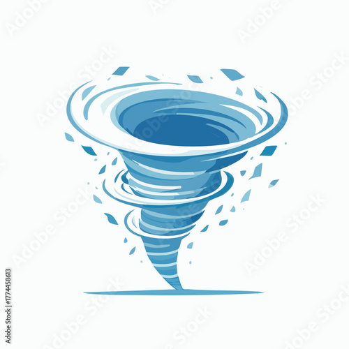 Stylized Illustration of a Powerful Tornado Swirling with Debris.